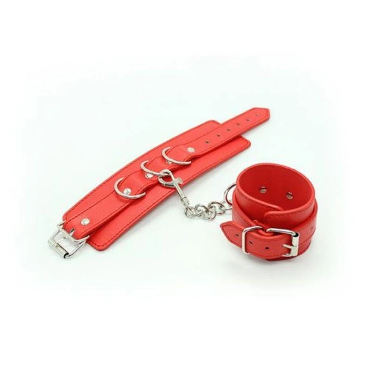 Toyz4Lovers Kajdanki Polsiere Cuffs red z regulowanym pasem
