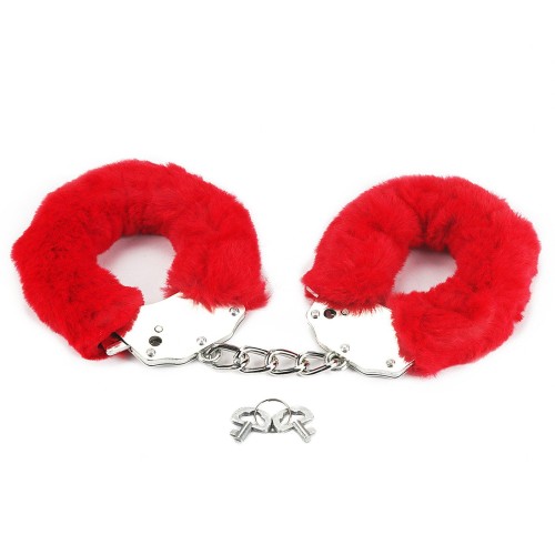 Fluffy Handcuffs Red – Puszyste Kajdanki Erotyczne z Futerkiem | Z Kluczykami