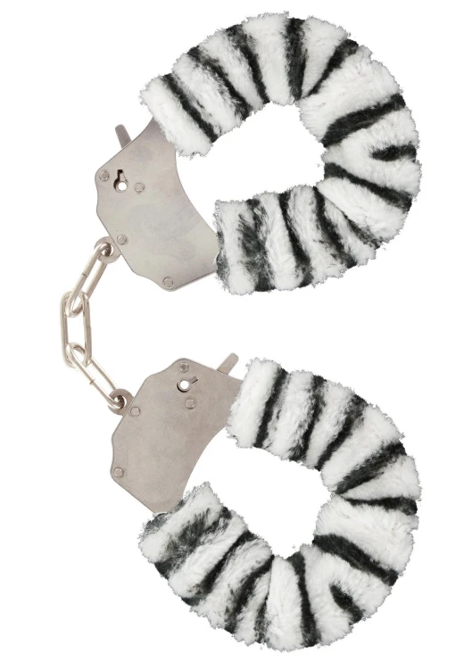 Furry Fun Cuffs – Kajdanki Erotyczne z Piórkami w Zebrę