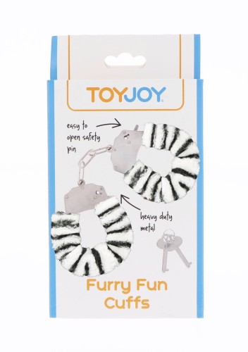 Furry Fun Cuffs – Kajdanki Erotyczne z Piórkami w Zebrę