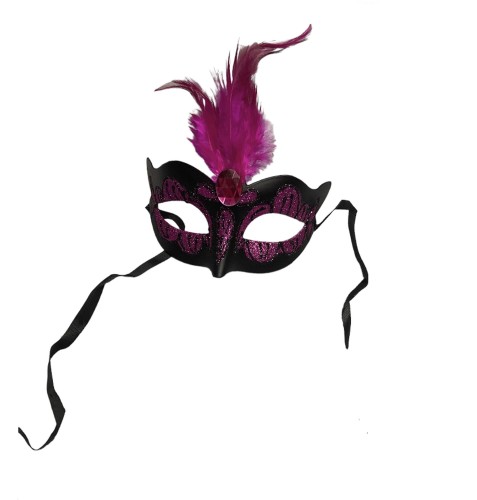 Wenecka maska erotyczna Purple Seduction z kamieniem i piórem