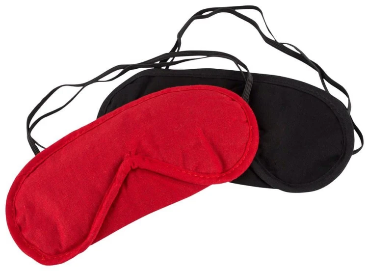 Cottelli Collection Blindfold Set – maski na oczy BDSM z bawełny, zestaw 2 szt. czerwono-czarne