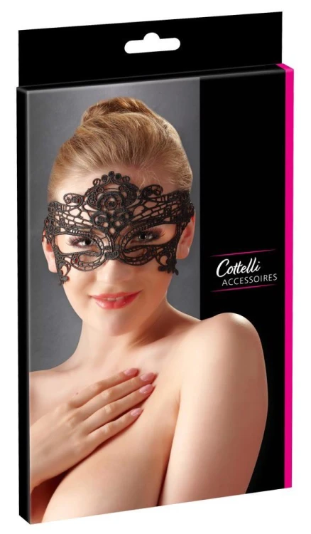 Lace Mystery – haftowana maska z koronkową wstążką
