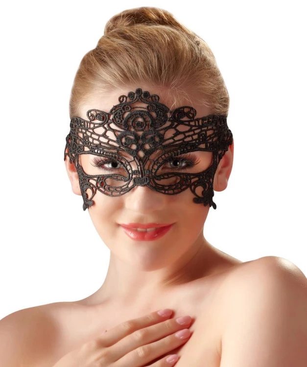 Lace Mystery – haftowana maska z koronkową wstążką
