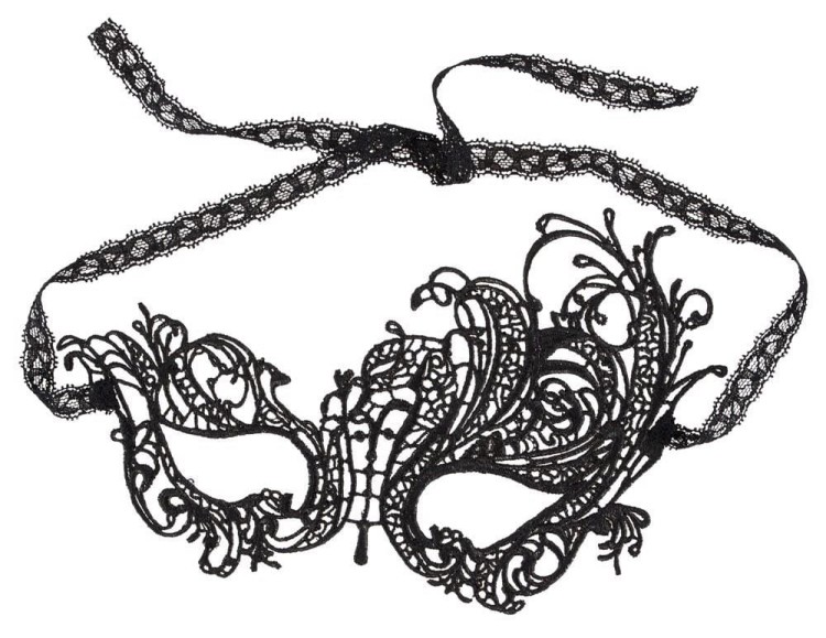 Maska Embroidery Noir – haftowana maska z koronkową wstążką