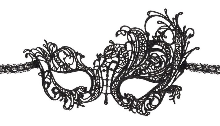 Maska Embroidery Noir – haftowana maska z koronkową wstążką