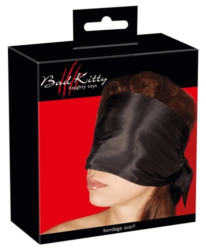 Bad Kitty Bondage Scarf Black – satynowa szeroka opaska