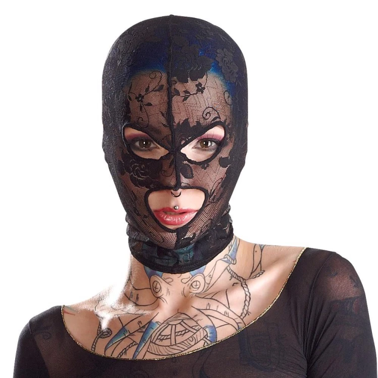 Mask Black Lace – Koronkowa Maska  z Otworami na Oczy i Usta