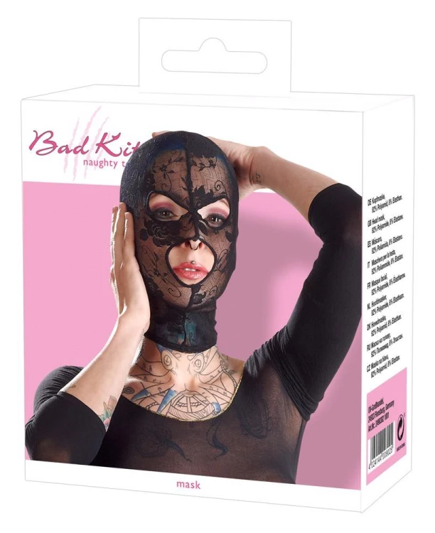 Mask Black Lace – Koronkowa Maska  z Otworami na Oczy i Usta