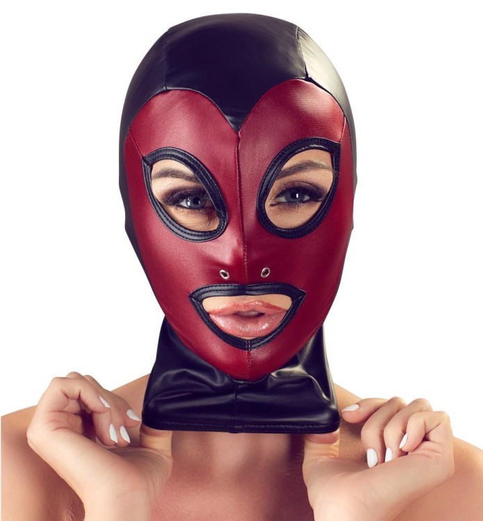 Bad Kitty Head Mask Black & Red – dwukolorowa maska