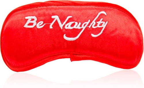 Eye Mask Be Naughty Czerwona satynowa opaska na oczy napisem