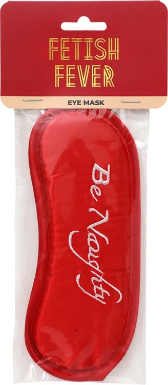 Eye Mask Be Naughty Czerwona satynowa opaska na oczy napisem