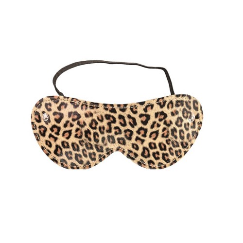 Leopard Blindfold – skórzana opaska na oczy w panterkę