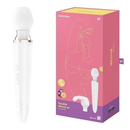 Satisfyer Double Wand-er – masażer różdżka 2w1 z wymiennymi końcówkami