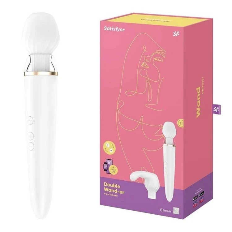 Satisfyer Double Wand-er – masażer różdżka 2w1 z wymiennymi końcówkami