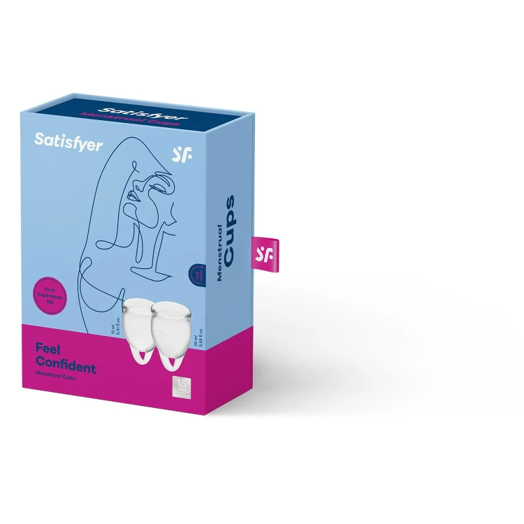 Satisfyer Feel Confident Transparent – zestaw 2 przezroczystych kubeczków menstruacyjnych