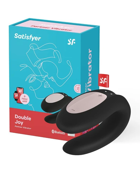 Satisfyer Double Joy Black – ergonomiczny wibrator dla par z aplikacją