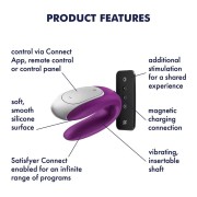 Satisfyer Double Fun Violet – wibrator dla par typu U-shape z aplikacją
