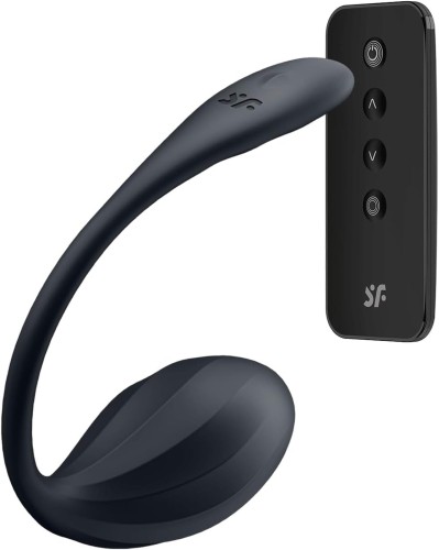 Satisfyer Ribbed Petal Black – wibrujące jajko  z aplikacją