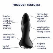 Satisfyer Rotation Plug 1 – wibrujący i rotacyjny korek z aplikacją