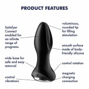 Satisfyer Rotation Plug 2 – wibrujący i rotacyjny korek analny z aplikacją