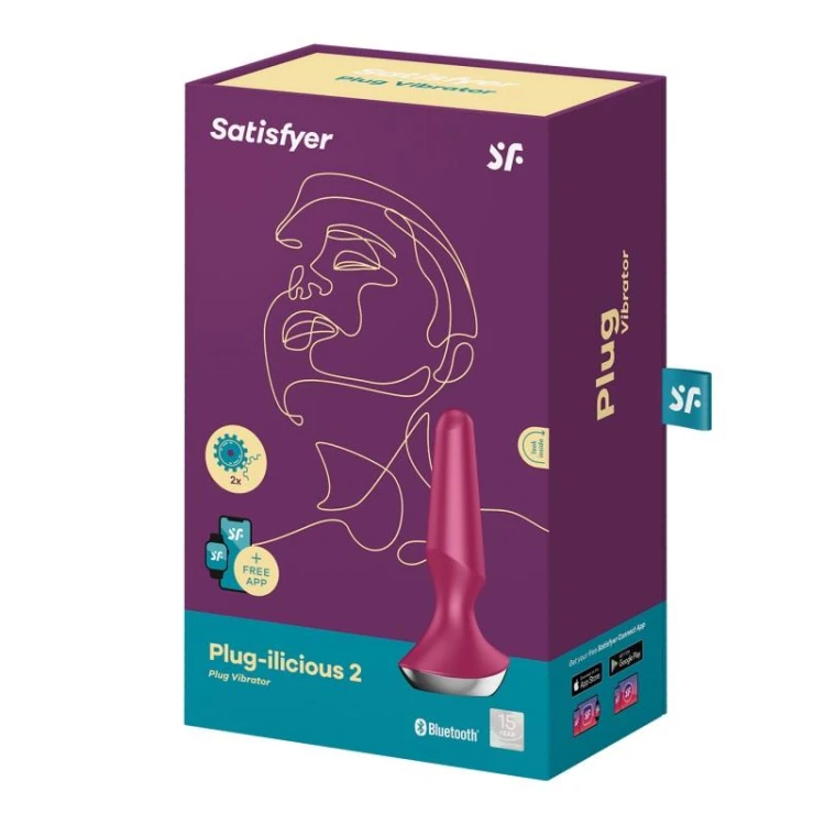 Satisfyer Plug-ilicious 2 Berry – wibrujący korek analny z aplikacją