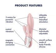 Satisfyer Air Pump Bunny 3 Rose - Nadmuchiwany wibrator króliczek