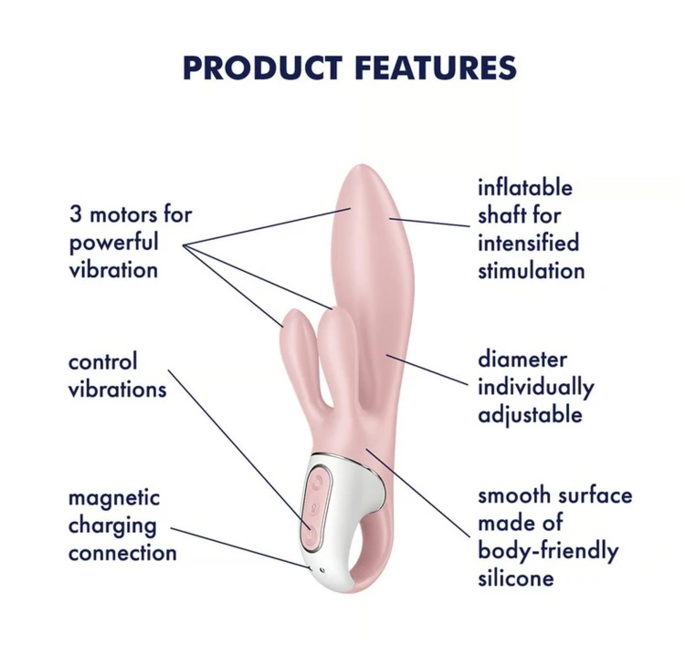 Satisfyer Air Pump Bunny 3 Rose - Nadmuchiwany wibrator króliczek