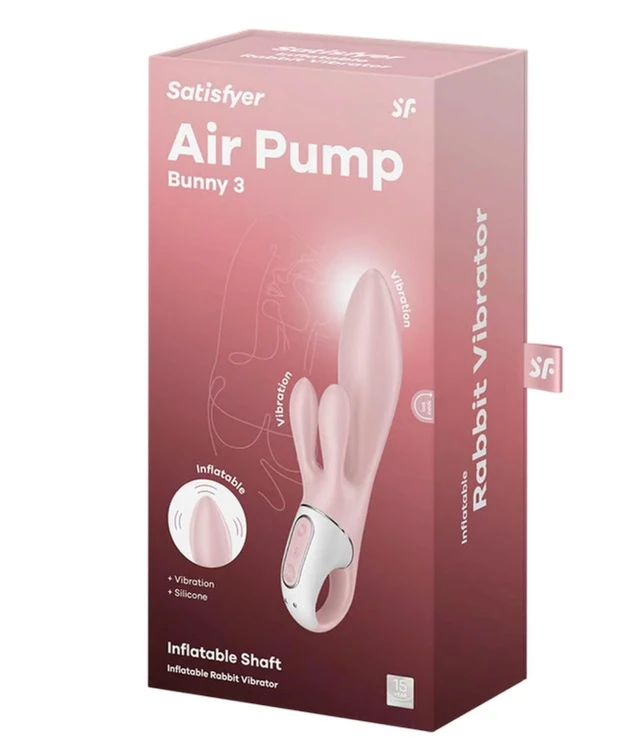 Satisfyer Air Pump Bunny 3 Rose - Nadmuchiwany wibrator króliczek