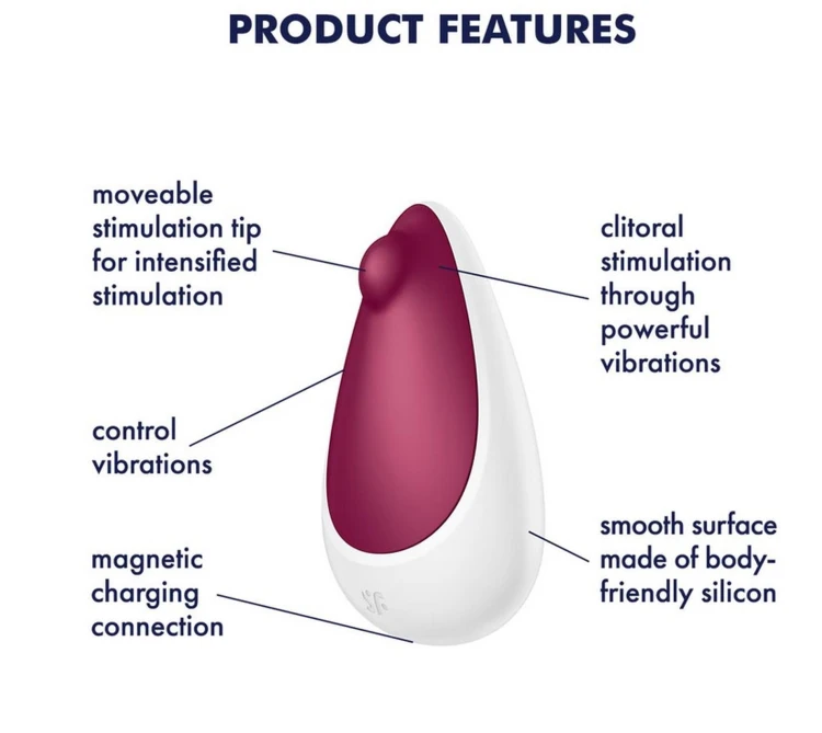 Satisfyer Spot On 3 Berry - Wibrator Nakładany do Stymulacji Łechtaczki z Ruchomą Końcówką