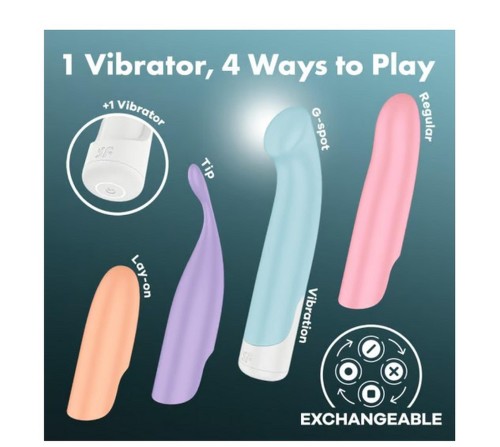 Satisfyer Playful Four – Wszechstronny Wibrator Punktu G i Łechtaczki z 4 Wymiennymi Końcówkami