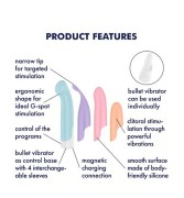 Satisfyer Playful Four – Wszechstronny Wibrator Punktu G i Łechtaczki z 4 Wymiennymi Końcówkami