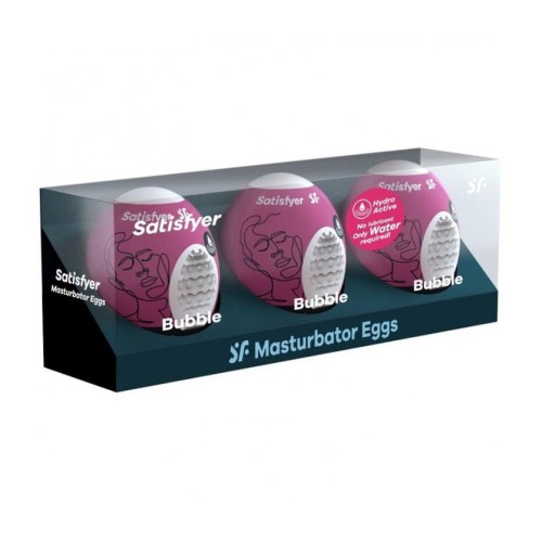 Satisfyer Masturbator Eggs Bubble – zestaw 3 hydroaktywnych jajek z bąbelkową strukturą