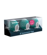 Satisfyer Masturbator Eggs Naughty – zestaw 3 hydroaktywnych jajek z drobnymi wypustkami