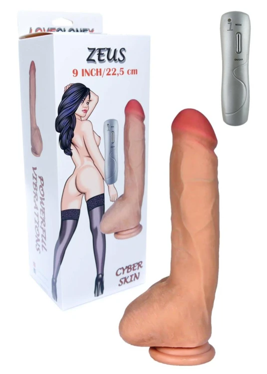 Zeus Realistyczne Dildo z Wibracjami dł. (23 cm) z Przyssawką