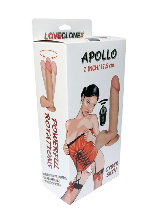 Apollo Realistyczne Dildo z Rotacją dł. (17 cm) USB z Pilotem