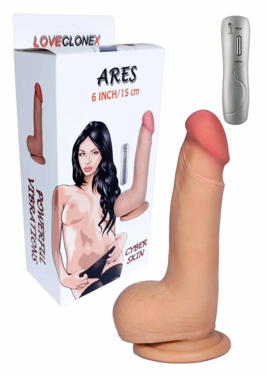 Realistyczne dildo z wibracjami Ares 6" z przyssawką dł. 15 cm