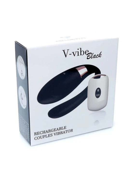 V-Vibe Black Wibrator dla Par z Pilotem - Stymulator Łechtaczki i Punktu G 7 Trybów