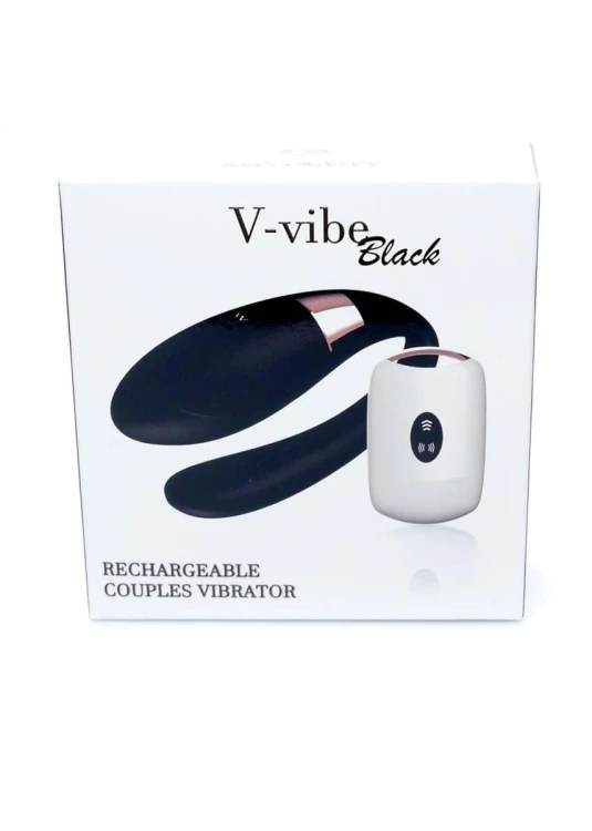 V-Vibe Black Wibrator dla Par z Pilotem - Stymulator Łechtaczki i Punktu G 7 Trybów