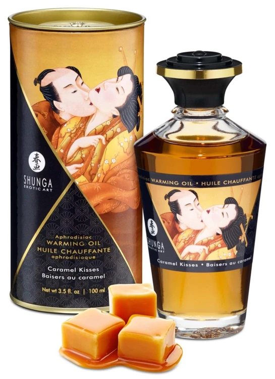 Olejek rozgrzewający do masażu erotycznego Shunga Karmelowa Rozkosz 100 ml