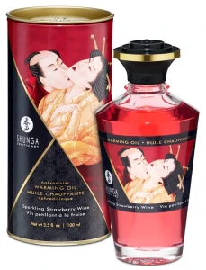 Olejek rozgrzewający do masażu erotycznego Shunga Truskawka i Szampan 100 ml