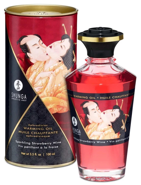 Olejek rozgrzewający do masażu erotycznego Shunga Truskawka i Szampan 100 ml