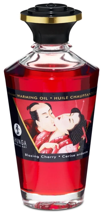 Warming Oil Blazing CherryShunga Olejek rozgrzewający do masażu erotycznego o zapachu Płonącej Wiśni 100 ml