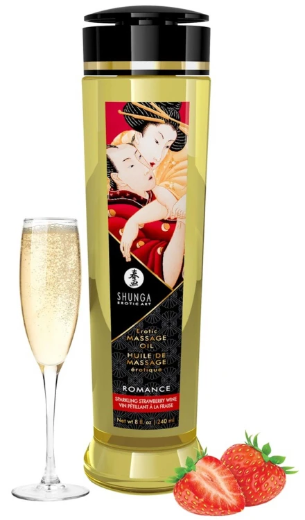 Olejek do masażeu erotycznego Shunga Romance - aromat truskawki 240 ml
