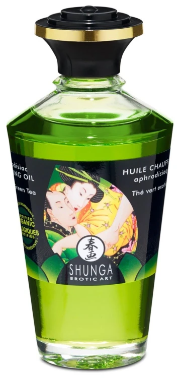 Olejek rozgrzewający Shunga zielona herbata – afrodyzjakowy olejek do masażu dla par (100 ml)