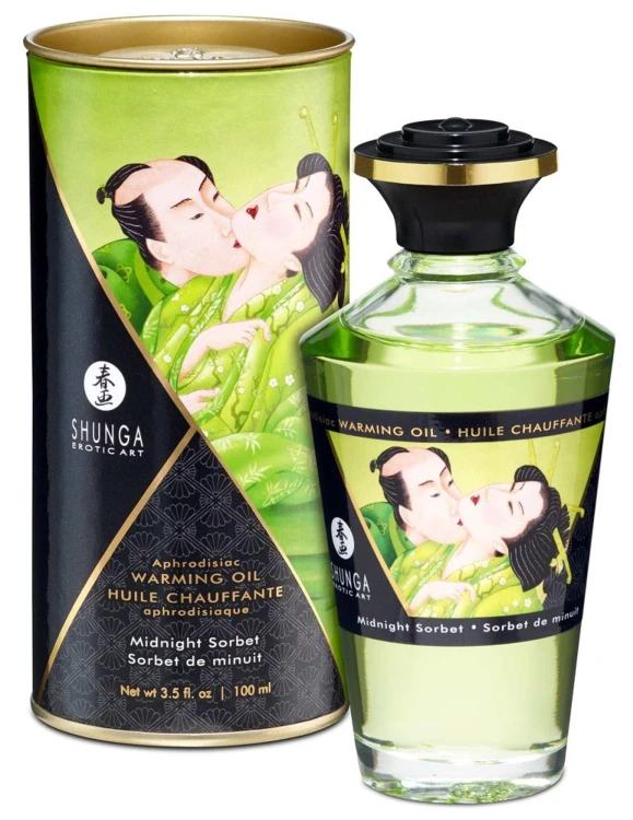 Olejek rozgrzewający Shunga miętowy sorbet – afrodyzjakowy olejek do masażu dla par (100 ml)