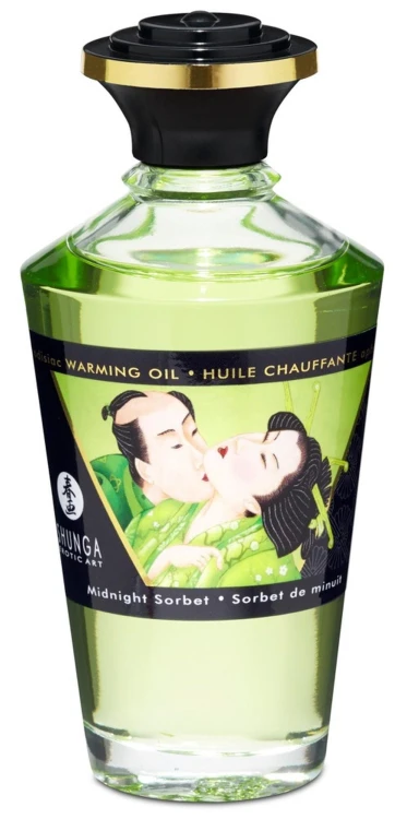 Olejek rozgrzewający Shunga miętowy sorbet – afrodyzjakowy olejek do masażu dla par (100 ml)