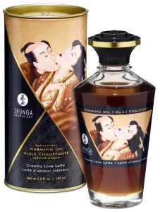 Olejek rozgrzewający Shunga kremowe latte – afrodyzjakowy olejek do masażu dla par (100 ml)