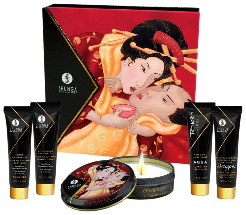 Shunga Geisha's Secret Kit Truskawka z Szampanem - zestaw do masażu i gier miłosnych