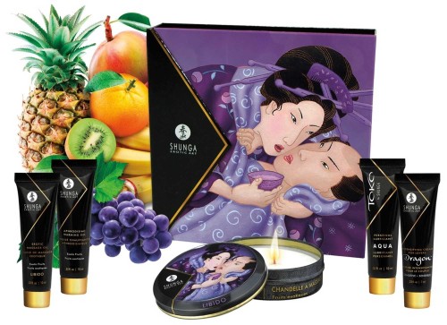 Shunga Geisha's Secret Kit Owocowy - zestaw do masażu i gier miłosnych